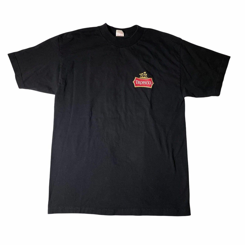 Bacardi Men T-Shirt Medium Black Vintage Short Sleeve Tropico Liquor‎ Rum